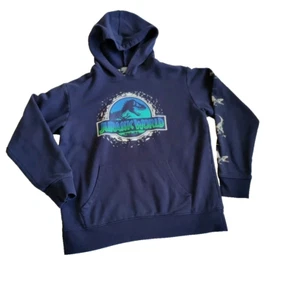 Jurassic World Logo Blue Hoodie Sweatshirt Boys Medium Dinosaurs Raptors Dino M - Picture 1 of 6