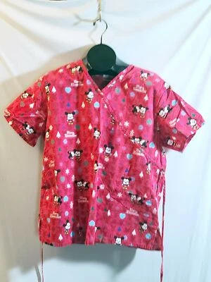 Disney's Baby Mickey & Minnie Mouse Merry Kissmouse Large Medical Scrub Top - Image 1 of 4