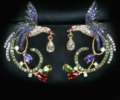 Pendientes BIRD Joya PHOENIX Multicolor Swarovski Cristal Circón GP Oro Rosa 18k Foto 1 de 4