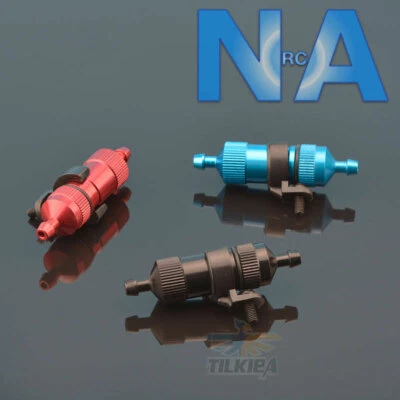 Fuel Filter 50mm Aluminium Alloy Blue Red Black With Mount Gas Petrol Nitro RC - Image 1 of 4