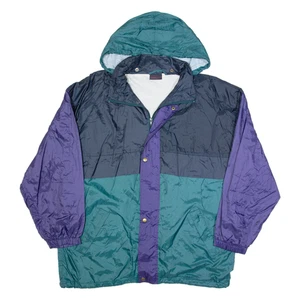 Vintage FREEHAND Mens Rain Jacket Green 90s USA Colourblock L - Picture 1 of 6