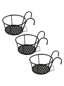Schmiedeeisen Hängekorb Ständer Set geeignet für Geländer und Garten - Bild 1 von 12