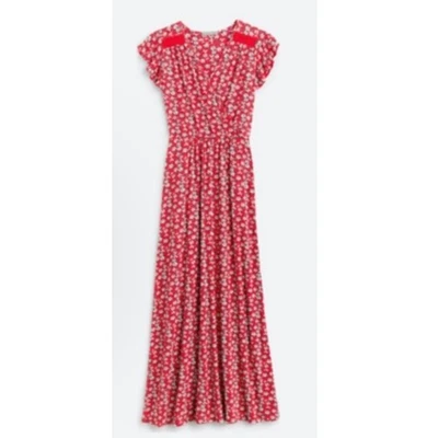 Loveappella Plus Torri Knit Maxi Dress Flutter Sleeve FloralRed & White Size 3X - Image 1 of 4