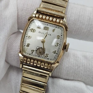 Vintage Bulova Mens Dresse Watch Cal 10BH 21 Jewels 10k Gold Fill Fancy Case USA - Picture 1 of 10