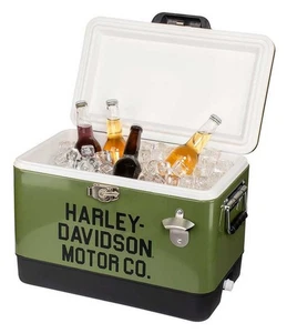 Harley-Davidson® 26 Qt. Motor Company Logo Retro Metal Cooler - Army Green - Picture 1 of 2