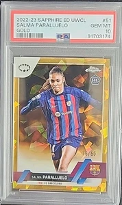 Salma Paralluelo 2022-23 Topps Chrome Sapphire Women's Gold Barca #16/50 PSA 10 - Picture 1 of 2