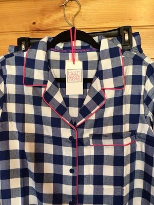 Bath & Body Works женские пижамы в клетку ~ синий/белый с розовой отделкой размер 10 новый - Изображение 1 из 4