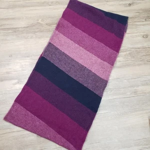 McDonald New Zealand Scarf Womens One Size Purple Pink Navy Striped Knit Wrap - Picture 1 of 7