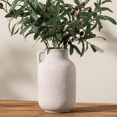 Ceramic Flower Vase Home Decor - 9.7 Inch Large White Rustic Table Flowers Vases - Image 1 of 4