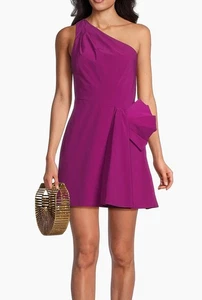 Minivestido Liv Foster de tafetán con un hombro y cintura talla 10 - Imagen 1 de 13