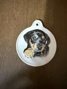 Rottweiler Hund Ornament Keramik Welpe rund Bild Aufgaben - Bild 1 von 8