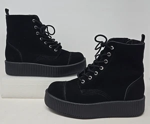 TUK Womens Viva Mondo Creeper Boots Lace Up Black Suede Size 10 - Picture 1 of 16