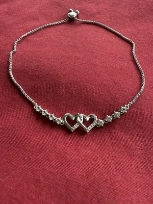 Pulseira Zales coração duplo safira prata 925 - Imagem 1 de 4