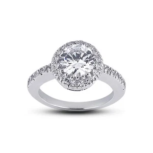 0.86ct D-VS2 Round Natural Certified Diamonds Plat Halo Ring with Matching Band - Picture 1 of 7