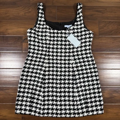 Antonio Melani Women's Size 16 Black Houndstooth Wool Macy Tweed Mini Dress - Image 1 of 4