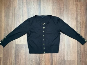 Premise Studio Black Gold Popper Stud Fastening 3/4 Sleeve Cardigan Size M 10/12 - Picture 1 of 4