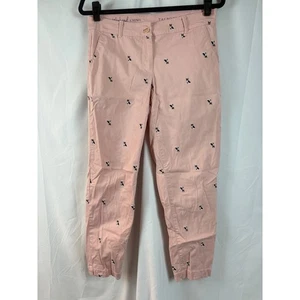 Talbots Women's Pink French Bulldog Embroidered Chino Pants Size 4P - Picture 1 of 7