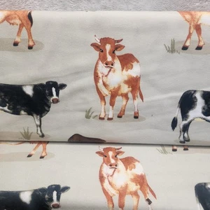 Super Snuggle Cotton Flannel Fabric Cows/Horses Tan 42" Wide 1 Yard 100% Cotton - Picture 1 of 5