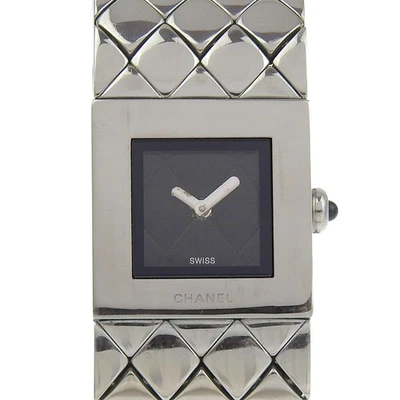 Кварцевые аналоговые часы CHANEL Matelasse H0009 с черным циферблатом из нержавеющей стали... - Изображение 1 из 4