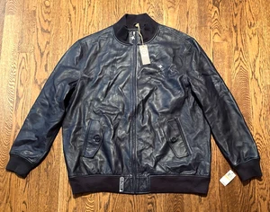 LRG Lifted Research Group Leather Jacket Mens 4XL Blue Vintage NWT $400 Retail - Picture 1 of 5