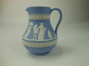 Vintage Wedgwood Jasperware Blue Etruscan Jug 2525 Jasper 4 7/8" Neoclassical  - Picture 1 of 12