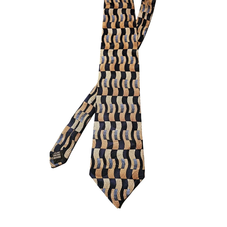 Corbata Carlo Palazzi azul, tostado y marrón 100% seda  Foto 1 de 1