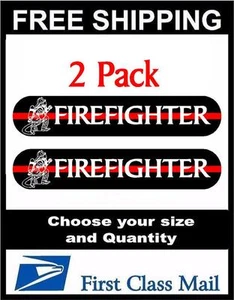 2 pack Firefighter Thin Red Line Decals for Car Truck SUV Window Sticker 6 Yr - Picture 1 of 1
