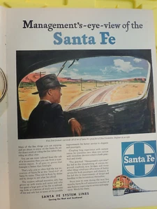 Vintage Magazine Print Ad : SANTA FE RAILROAD - Picture 1 of 2