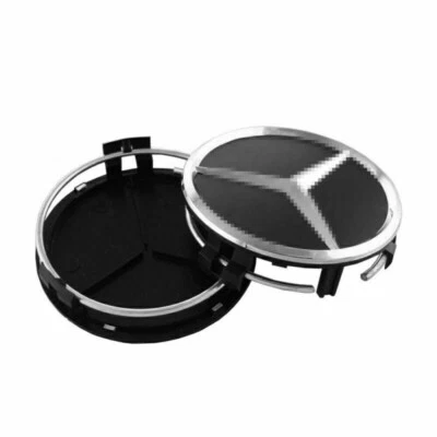 4x For Mercedes Benz Center Caps Matte Black 2.95Inch/75mm Fits Most Models - Image 1 of 4