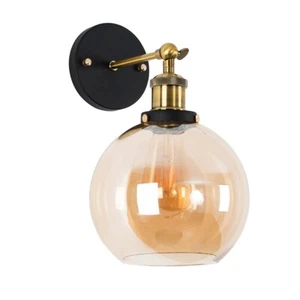 Glass Globe Wall Light Fitting Metal Industrial Design Vintage Light LED Bulb - Imagen 1 de 9