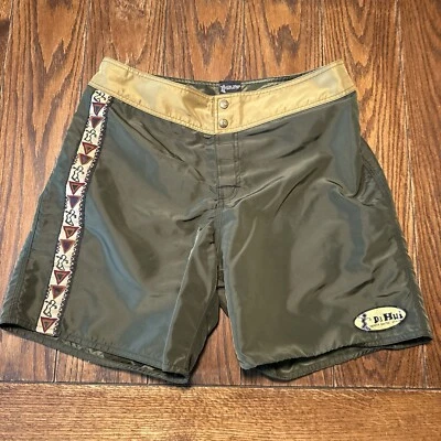 Da Hui Hawaii Mens Size 34 Surf Board Shorts Green Hawaiian Aztec Tribal - Image 1 of 4