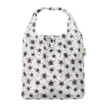 Eco Chic Lightweight Foldable Shopping Bag - Bumble Bees Grey - BNWT