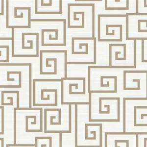 Contemporary Greek Key Gold on Soft White on 27" Unpasted Wallpaper PV2932 - Picture 1 of 2
