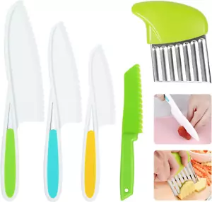 Kids Knife Set 5 Pcs Toddler Safe Knives Plastic Child Friendly Knife with Crink - Picture 1 of 12