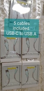 5 Pack Heyday Type C to USB-A Braided Charging Cable for Android - 4ft - Picture 1 of 3