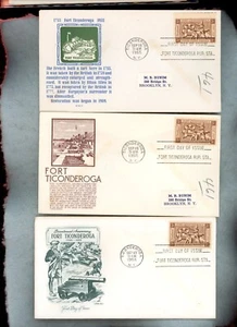 1955 ~ FT. TICONDEROGA BICENTENNIAL COVER LOT ~ ALL DIFFERENT ~ FDC - Picture 1 of 3