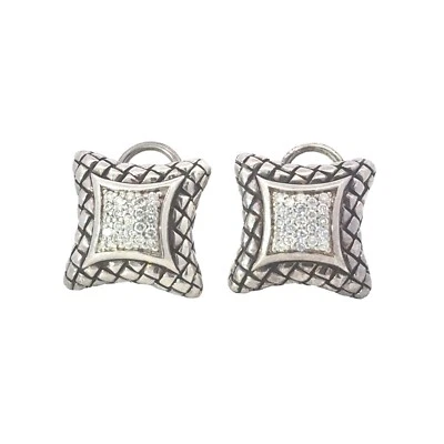 Pendientes SCOTT KAY de plata de ley de 0,50 quilates con diamantes tejido de canasta con palanca de 3/4" Foto 1 de 4