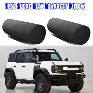 2Pcs Suede Neck Headrest Pillow Cervical Spine Protect Cushion For Ford Bronco - Imagen 1 de 11