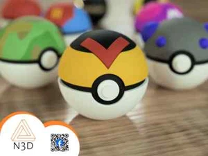 Levelball - Pokeball im Maßstab 1:1, 3D Druck, Pokemon, Gaming Accessoire - Picture 1 of 1