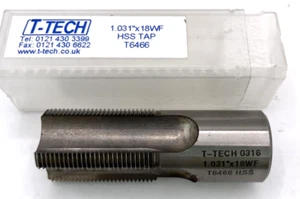 T-Tech 1.031"x18 WF Straight Flute HSS Straight Shank with Flat Machine Tap - Picture 1 of 5