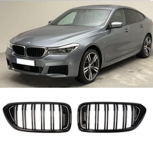 BMW 6 SERIES GT G32 GLOSS BLACK FRONT KIDNEY GRILLES GRILLS PAIR UK - Picture 1 of 1