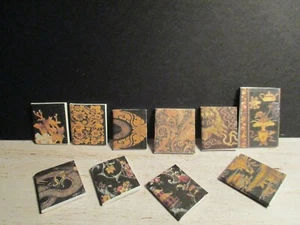 10 DOLLS HOUSE MINIATURE BLACK AND GOLD BOOKS - Picture 1 of 2
