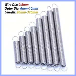 With Hook Extension Tension Spring Wire Dia 0.8mm Stainless Steel 20-320mm Long - Picture 1 of 8