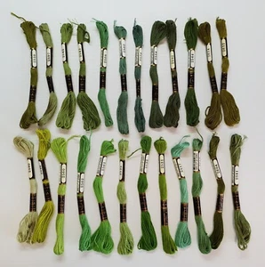 24 x Venus Embroidery Floss Thread Green Shades Standard Cotton - Picture 1 of 4