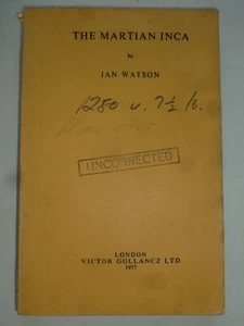 Ian Watson – THE MARTIAN INCA (1977) – Uncorrected Proof Copy, Signed - Imagen 1 de 8