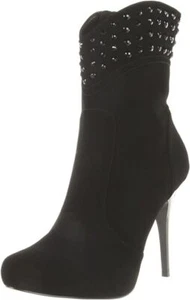 Nina Womens Lillian Dressy Heeled Ankle Booties Black Micro Fabric 7 Medium - Picture 1 of 6