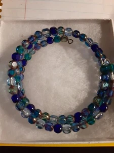Czechoslovakian Window Glass Wrap Bracelet Handmade - Picture 1 of 5
