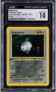 2001 Pokemon Magnemite 7 1st Edition Neo Discovery CGC 10 - Picture 1 of 2