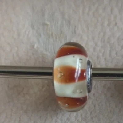 Authentic Trollbeads Ooak Universal Unique Brown Amber Glass Bead Charm Fits All - Image 1 of 2