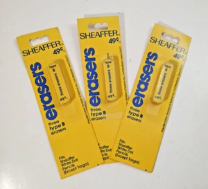 3 Sets of 3 Vintage NEW SHEAFFER Type B Pencil Erasers USA Made Old Stock - Picture 1 of 3